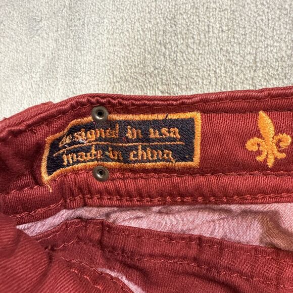 Rock Revival Holly Skinny Jeans Women 25 Maroon Low Rise Fleur De Lis Studded - Picture 4 of 10